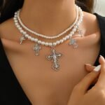 2 step cross necklace