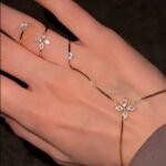 Diamond tassel bracelet and ring set