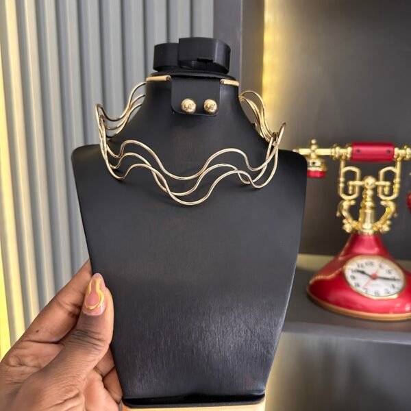 Chunky Statement Necklace Set bold eye catching gold plated jewelry available at June Jewels Nigeria