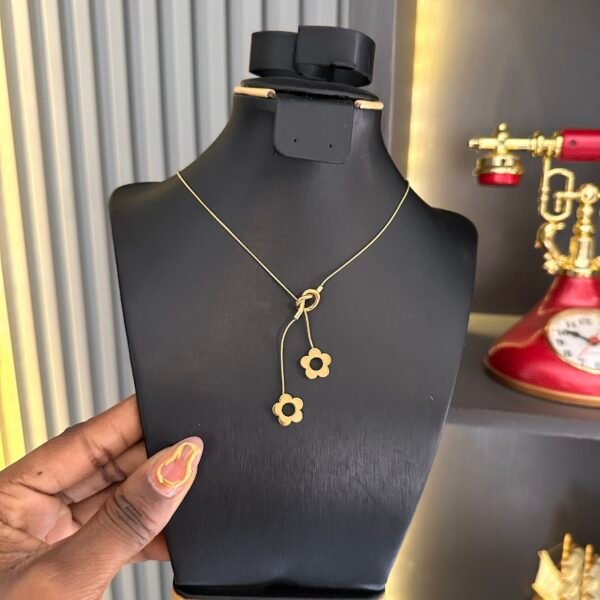 Cleavage Body Chain Necklace elegant gold plated chain that drapes across the chest available at June Jewels Nigeria