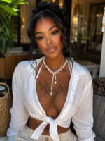 Cleavage pearl necklace
