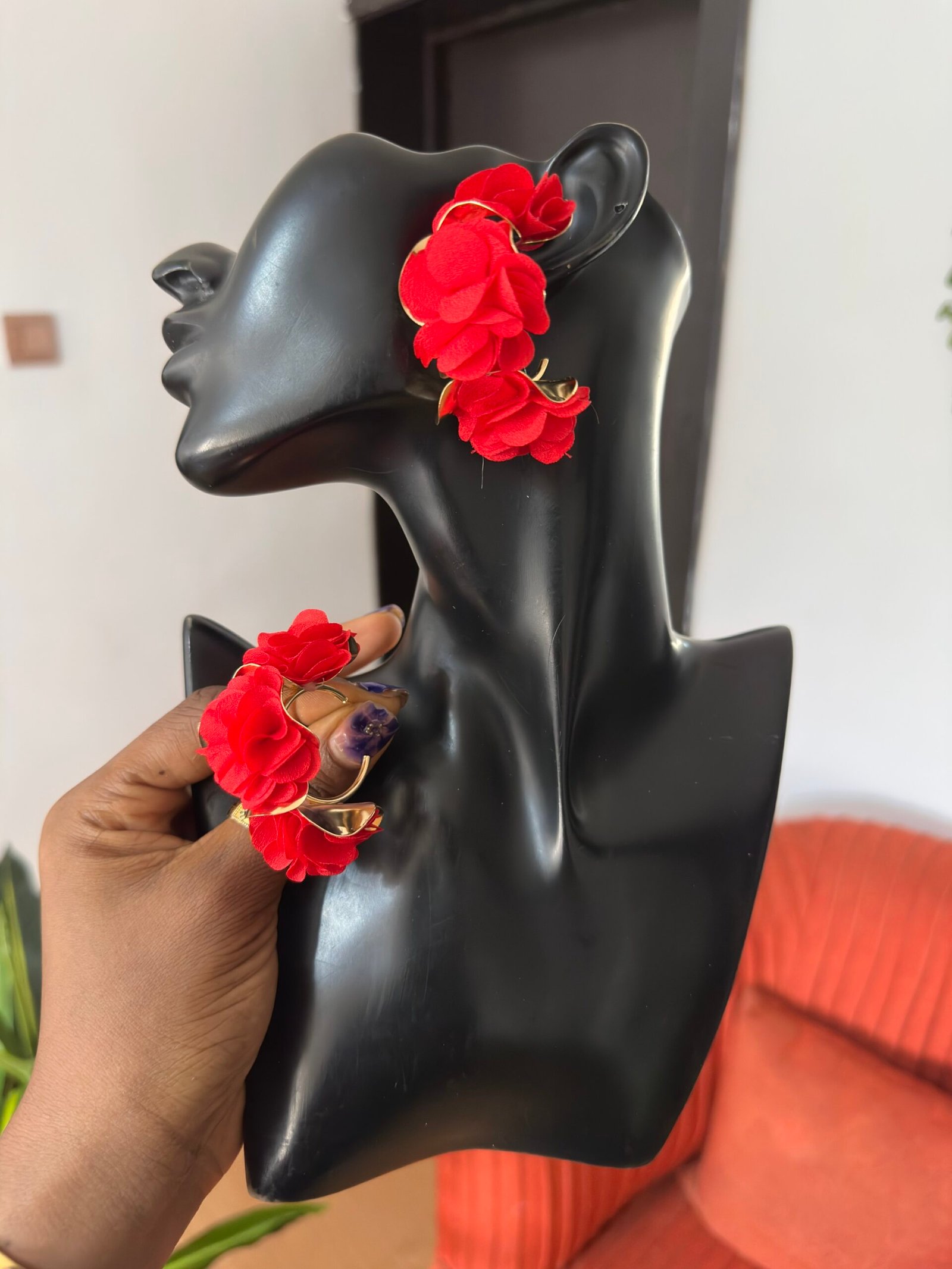 img_1689 Cuff flower earrings - Image 1